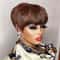 Brown Short Pixie Cut Wig Human Hair For Black Women Machine Made Wigs With Bangs Colored Human Hai 7