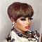 Brown Short Pixie Cut Wig Human Hair For Black Women Machine Made Wigs With Bangs Colored Human Hai 7