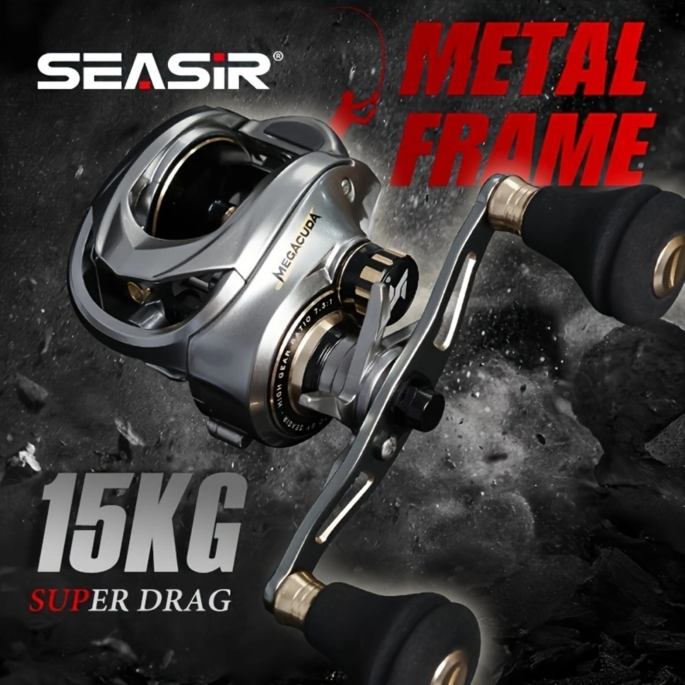 Megacuda Baitcasting Reel Drag Aluminum Frame Carbon Side Jigging Metal Seawater Double Handle 1