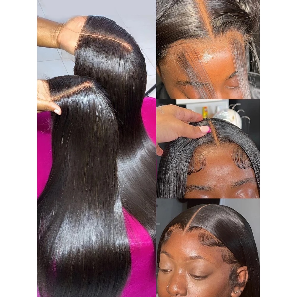 HD Transparent Bone Straight Lace Front Wigs Full Lace Brazilian Human Hair for Women