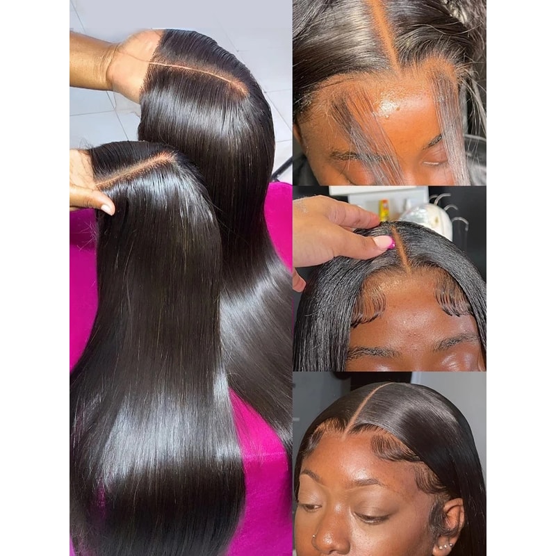 HD Transparent Bone Straight Lace Front Wigs Full Lace Brazilian Human Hair for Women