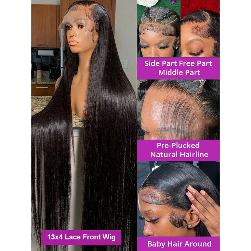 HD Transparent Bone Straight Lace Front Wigs Full Lace Brazilian Human Hair for Women