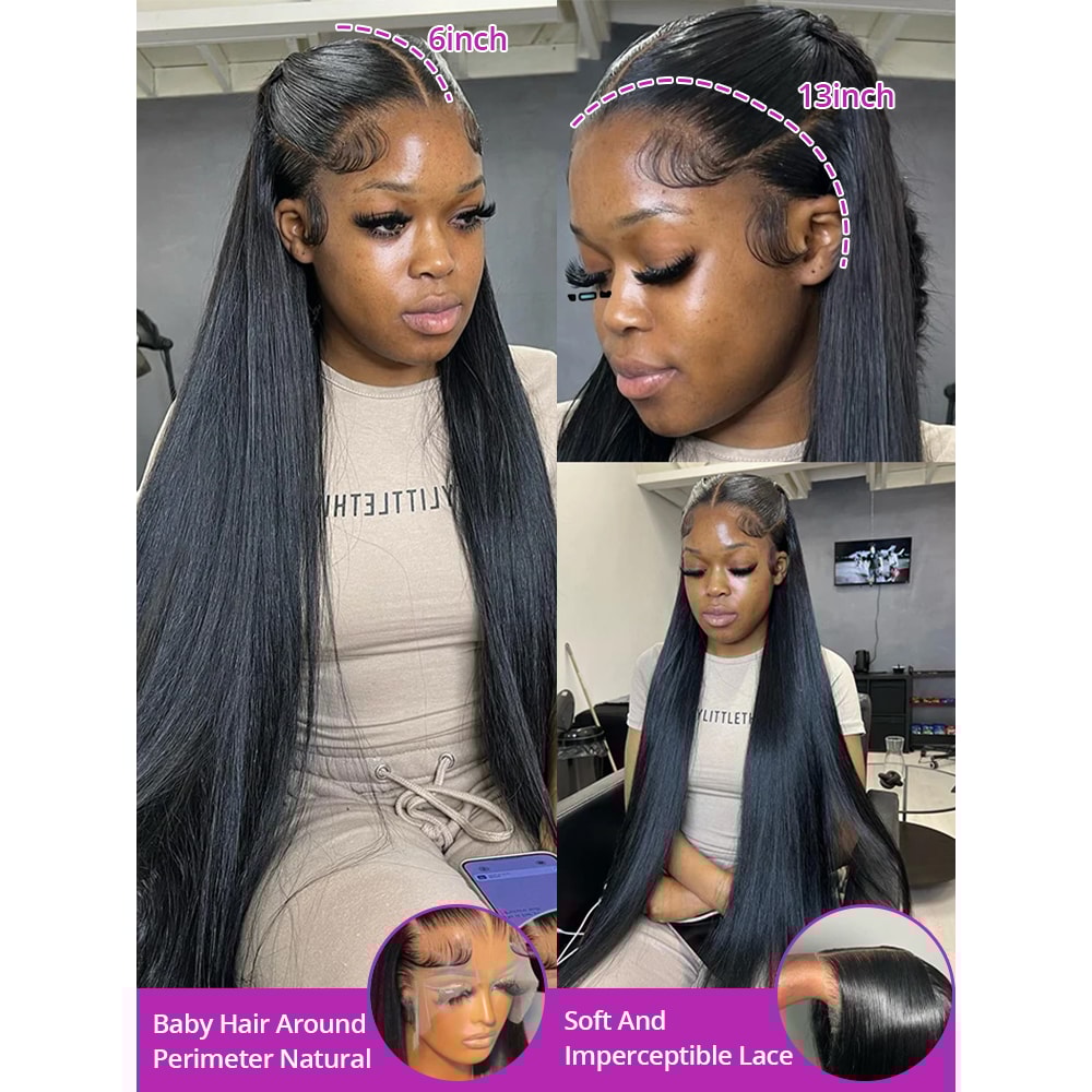 HD Transparent Bone Straight Lace Front Wigs Full Lace Brazilian Human Hair for Women