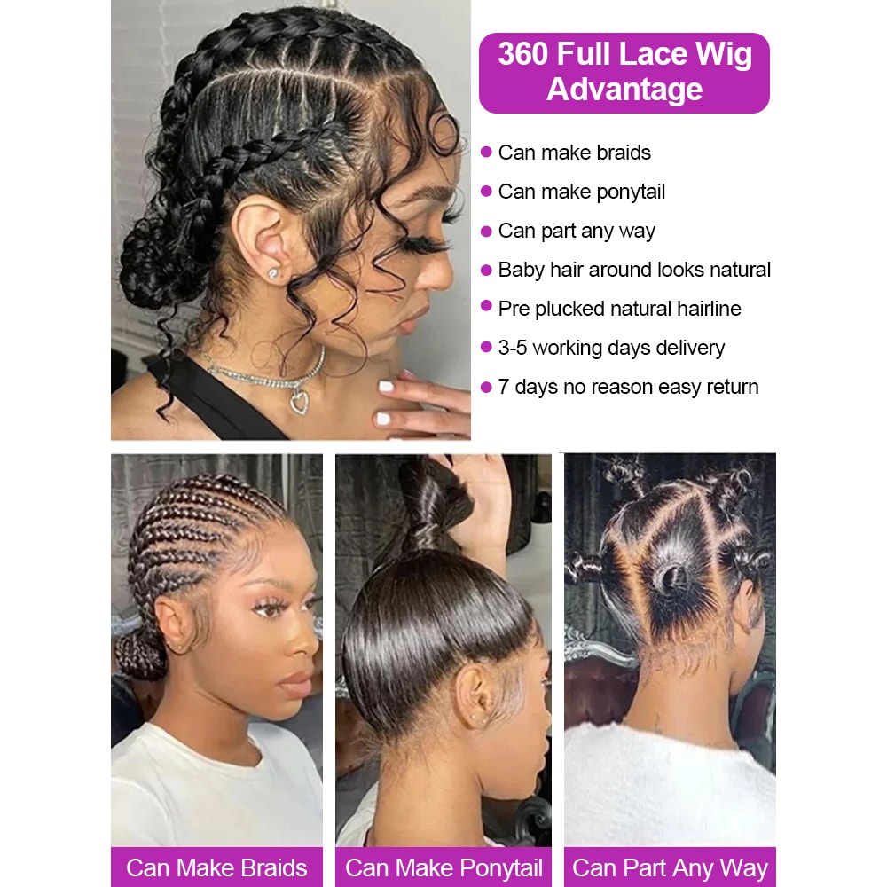 HD Transparent Bone Straight Lace Front Wigs Full Lace Brazilian Human Hair for Women