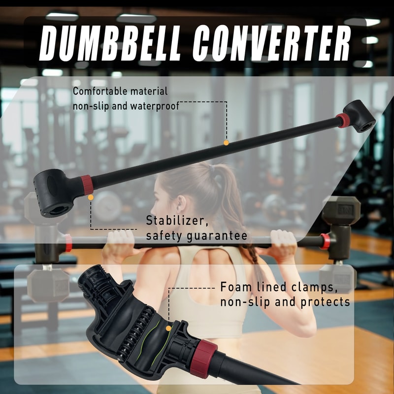 Home Fitness Adjustable Dumbbell Converter to Barbell Set and Kettlebell with Weight Barbell
