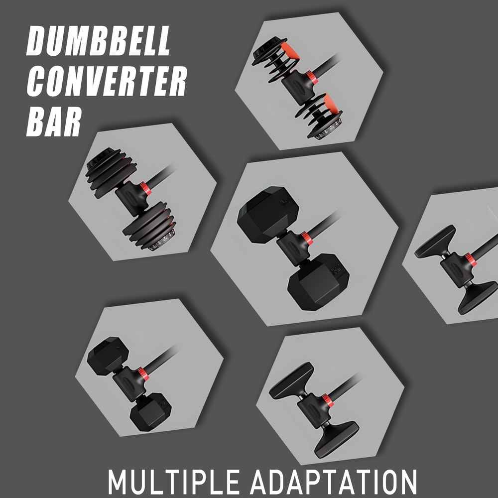 Home Fitness Adjustable Dumbbell Converter to Barbell Set and Kettlebell with Weight Barbell