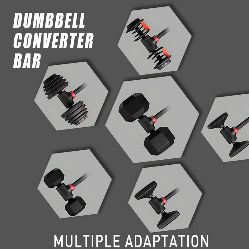Home Fitness Adjustable Dumbbell Converter to Barbell Set and Kettlebell with Weight Barbell