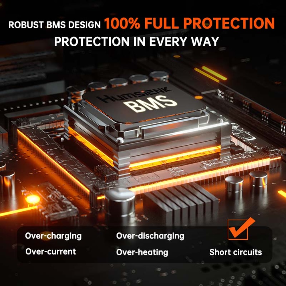 Humsienk Lithium Iron Phosphate Battery With BMS For RV Vans Trolling Motor Golf Cart Camping 1