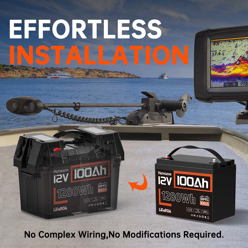 Humsienk Lithium Iron Phosphate Battery With BMS For RV Vans Trolling Motor Golf Cart Camping 2