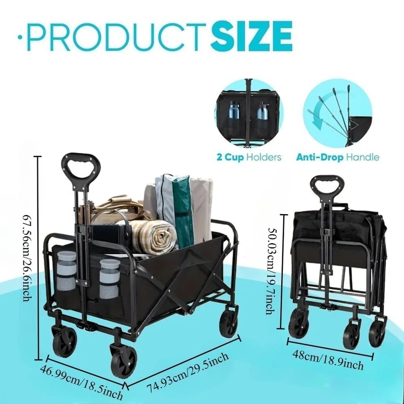 Collapsible Folding Utility Cart Heavy Duty Portable Picnic Outdoor Camping Cart Shopping Beach Fol 6