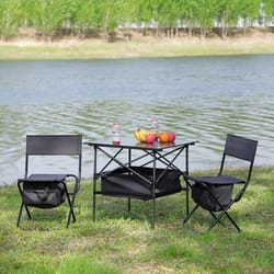 folding table and chairs set for indoor and outdoor use, perfect for camping, picnics, bbqs, parties, and patios