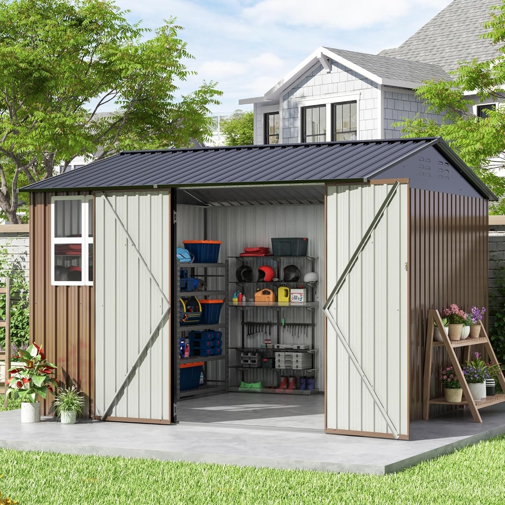 Large Metal Tool Shed Outdoor Storage Shed With Lockable Doors And Updated Frame Structure 0