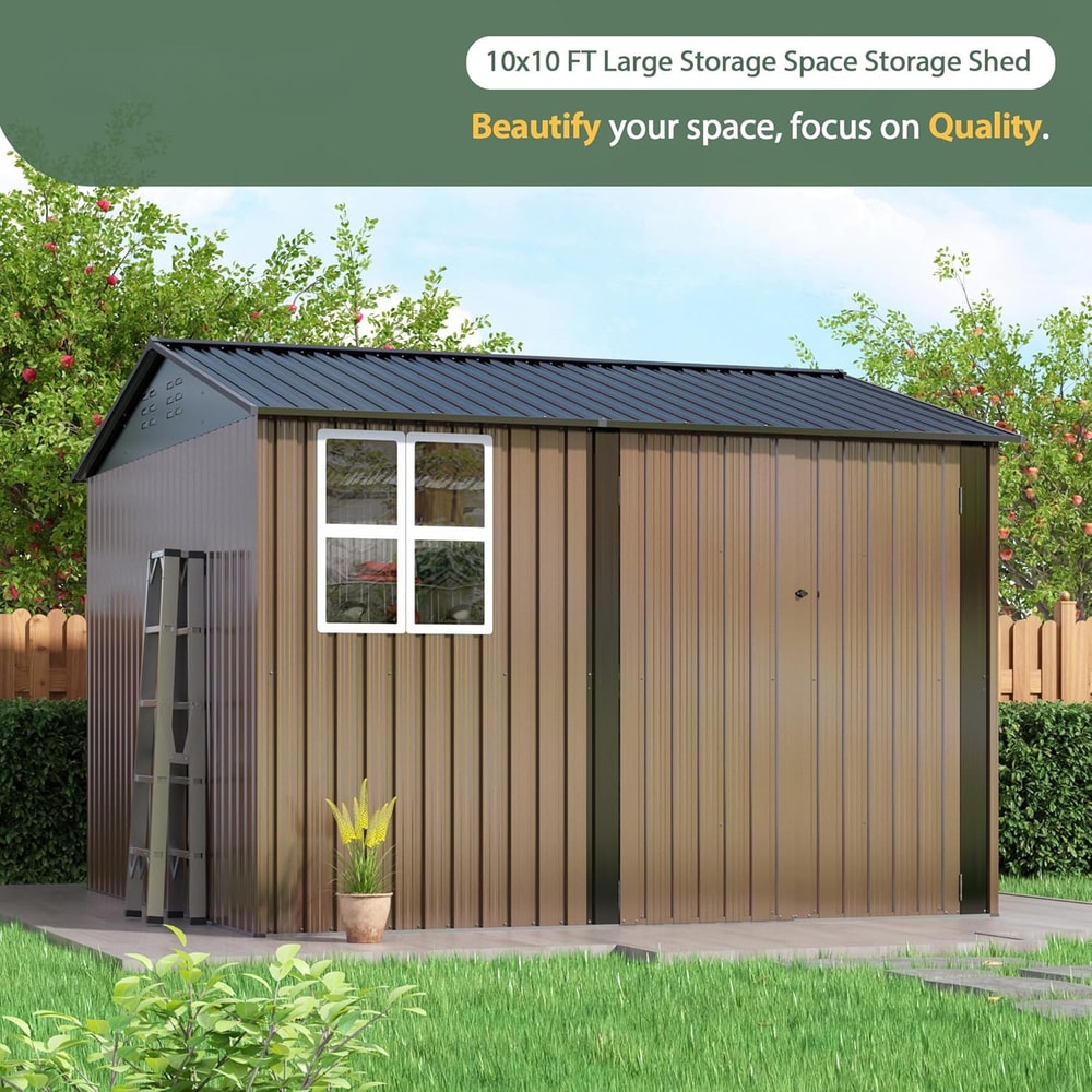 Large Metal Tool Shed Outdoor Storage Shed With Lockable Doors And Updated Frame Structure 1