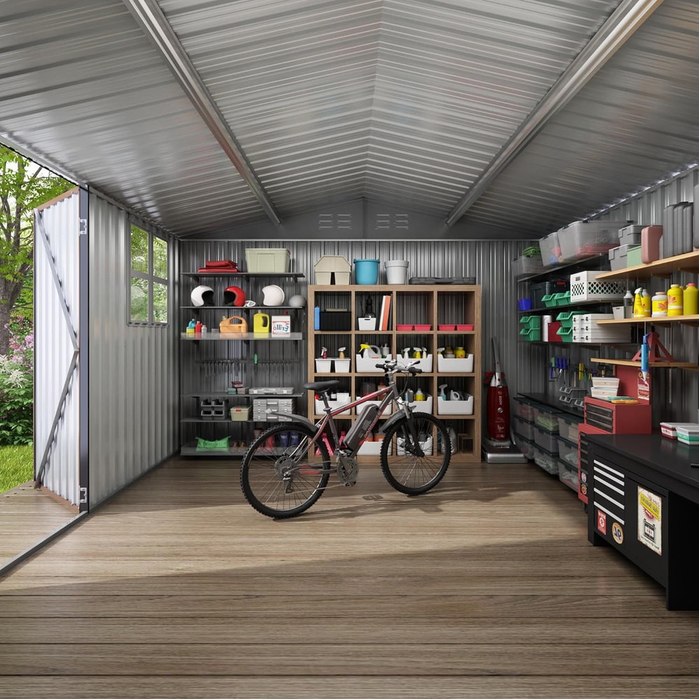 Large Metal Tool Shed Outdoor Storage Shed With Lockable Doors And Updated Frame Structure 2