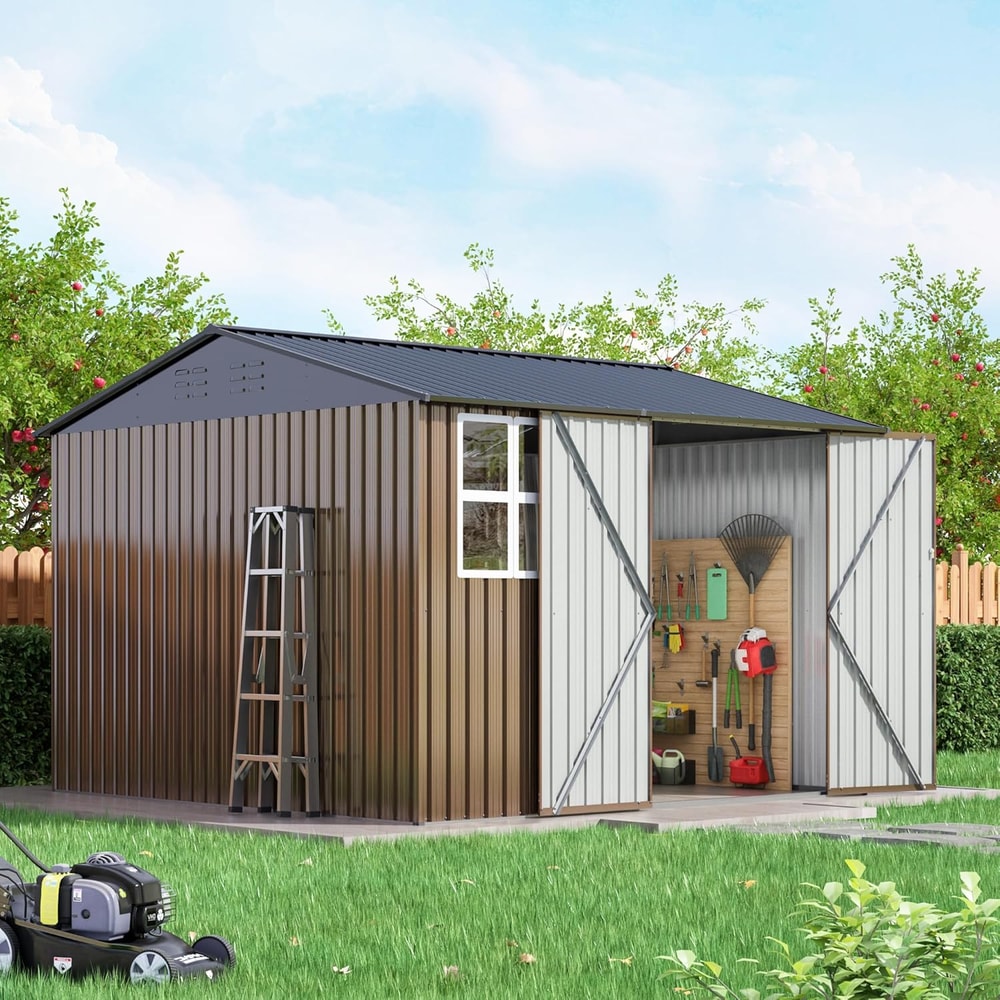 Large Metal Tool Shed Outdoor Storage Shed With Lockable Doors And Updated Frame Structure 3