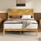 Mid Century Modern Platform Bed Queen Solid Acacia Wood Bed Frame With Smooth Pattern Headboard Woo 0