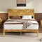 Mid Century Modern Platform Bed Queen Solid Acacia Wood Bed Frame With Smooth Pattern Headboard Woo 5