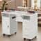 Nail Tech Table Desk With Charging Station Dust Collector LED Lamp NonWoven Drawers 1