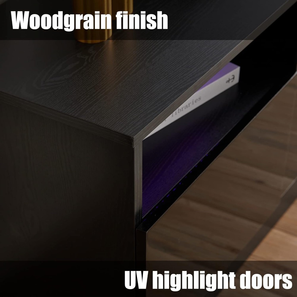 Electric Fireplace TV Stand With Living Room Furniture LED Light Entertainment Center Modern Wood T 4