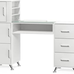 acetone resistant white manicure table nail desk with glass and storage large capacity nail station