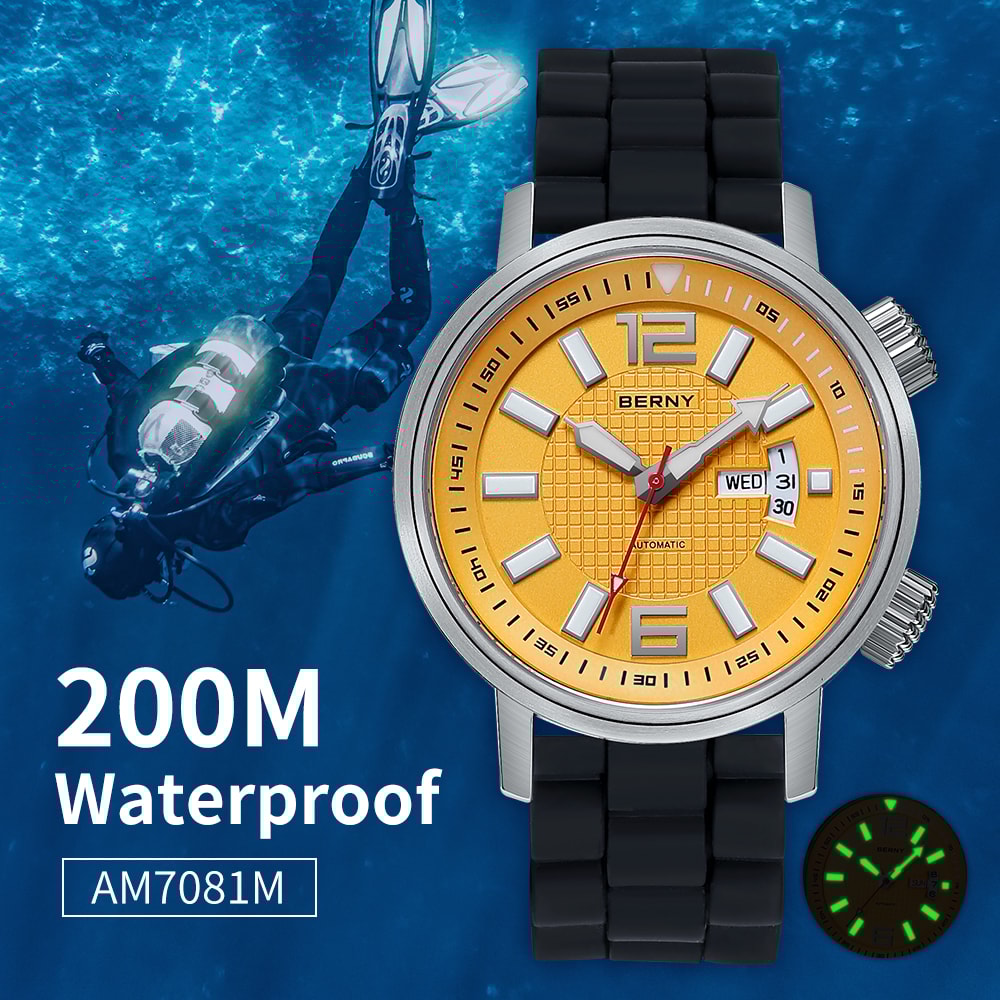 Waterproof Diver Mechanical Watch For Men Super Luminous Sapphire Self Winding Automatic Dive Wrist 2