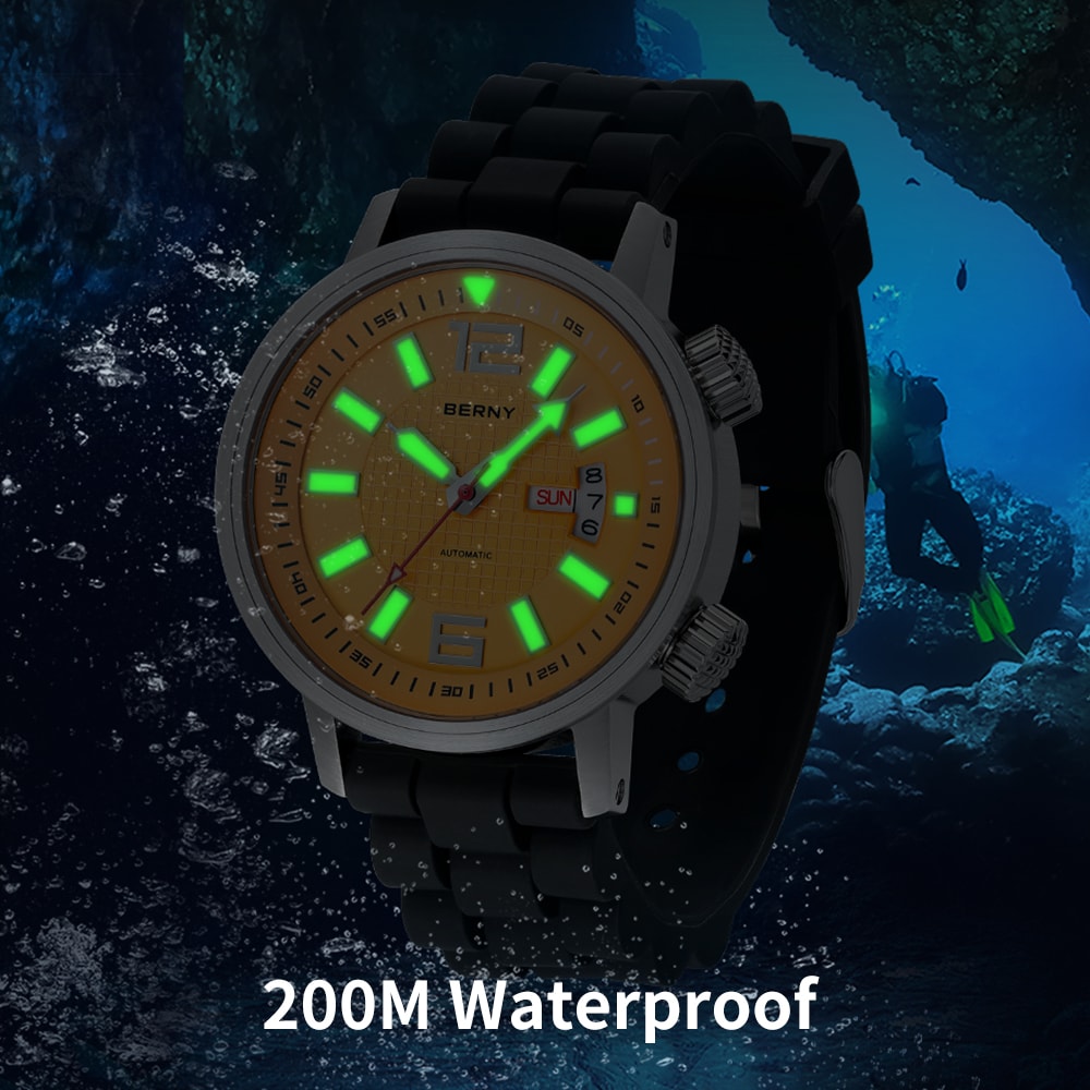 Waterproof Diver Mechanical Watch For Men Super Luminous Sapphire Self Winding Automatic Dive Wrist 3