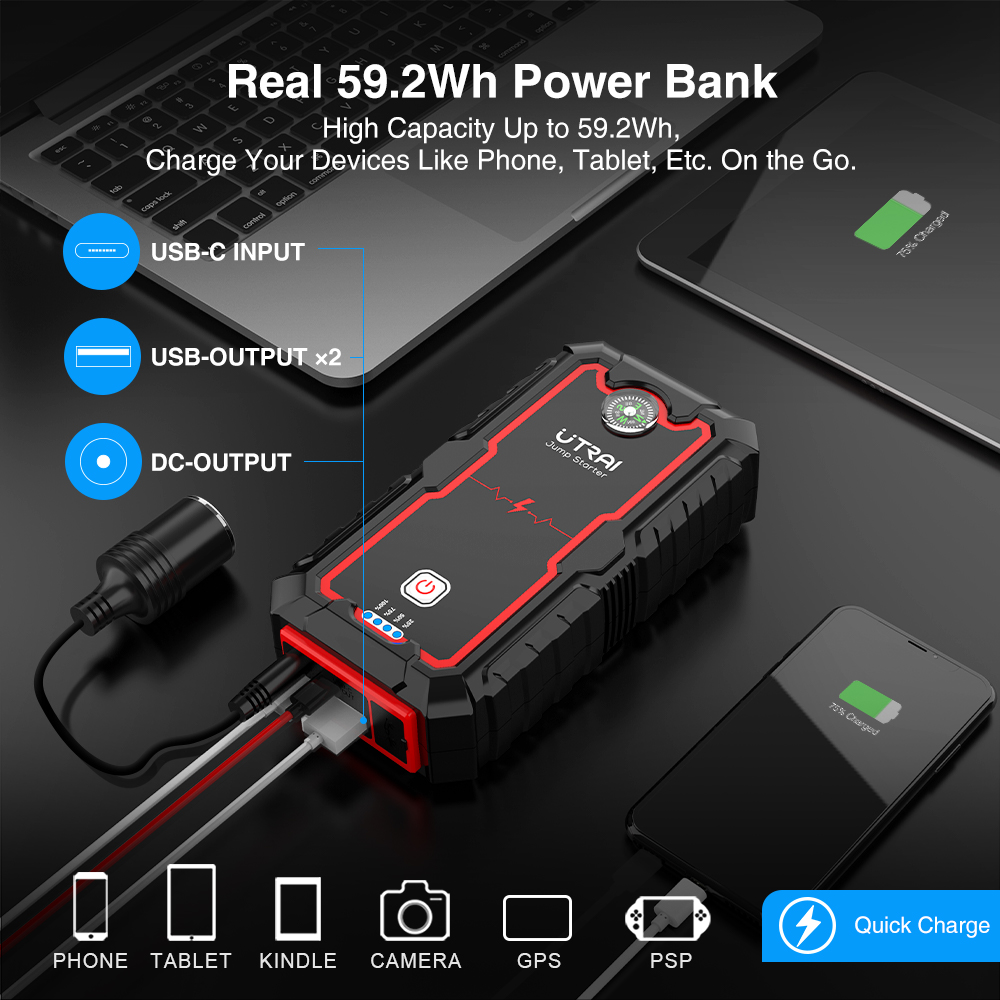 Jump Starter Power Bank Portable Charger Emergency Car Battery Starter 3