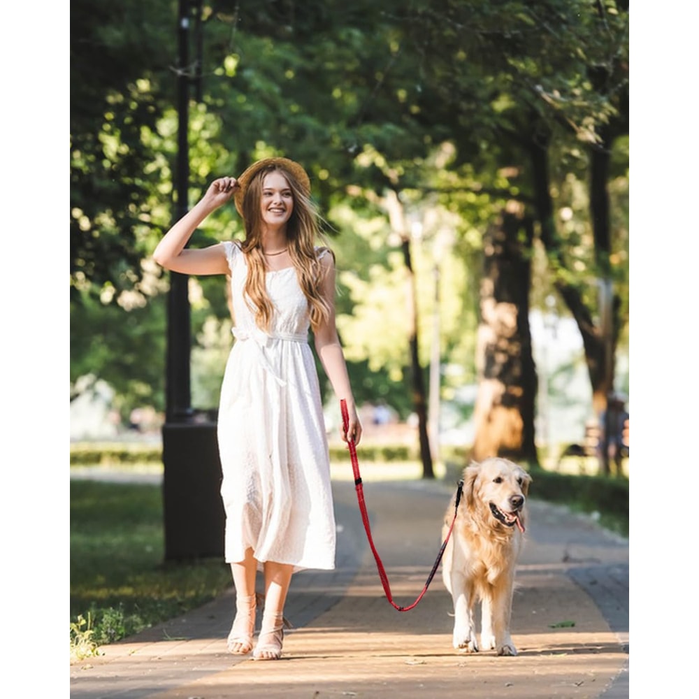 Heavy Duty Tactical Dog Leash Shock Absorbing Bungee Lead With Metal Carabiner Clip Padded Handles 5