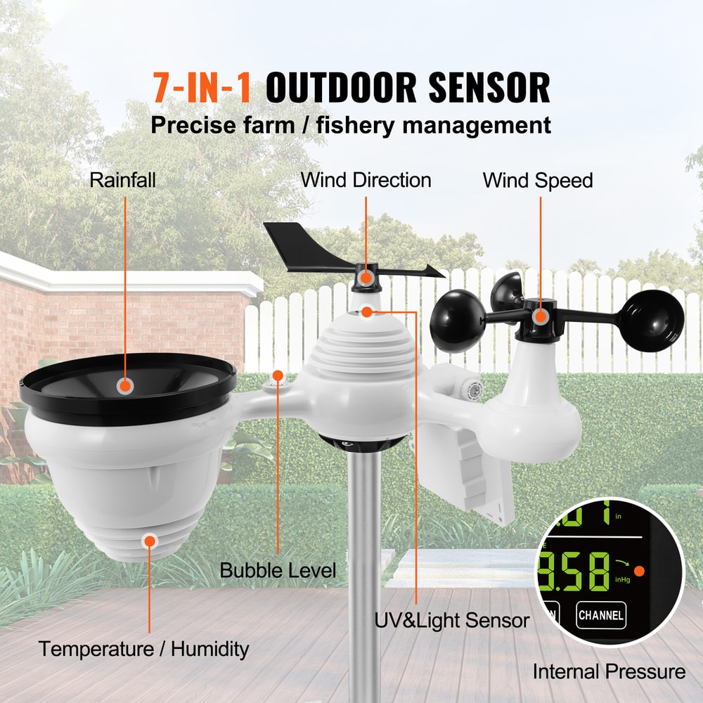 Wi-Fi Weather Station with Color Display Solar Wireless Outdoor Sensor for Temperature Humidity Alarm Alerts