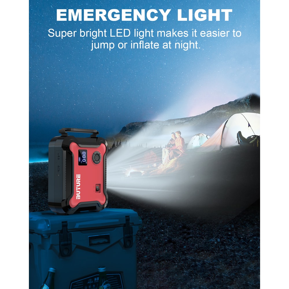 Jump Starter Pump Air Compressor Power Bank Digital Tire Inflator Emergency Battery Boost 4