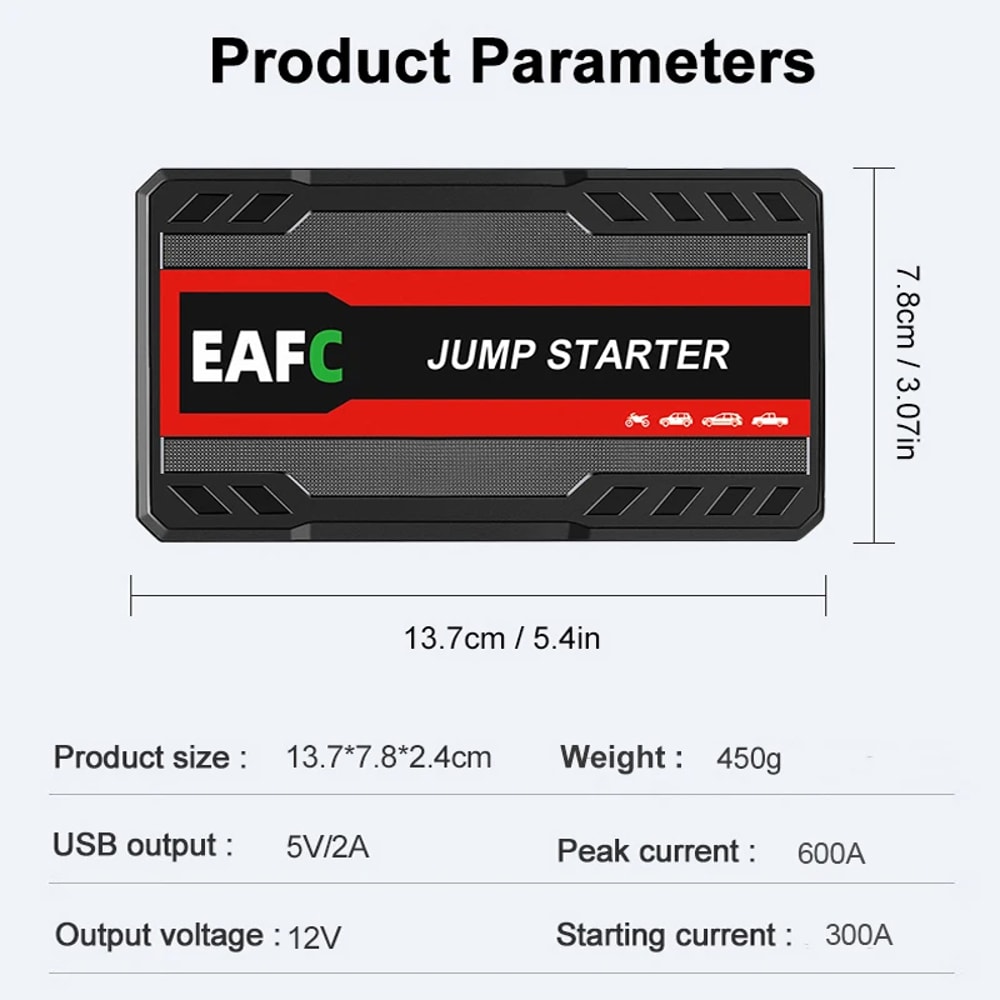 Car Jump Starter EAFC Power Bank With LED Light Auto Starting Device For Car Battery Booster Buster 5