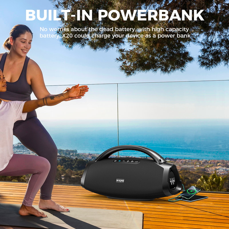 Large Loud Portable Bluetooth Speakers RMS Party Boombox Waterproof Speaker for Outdoor Use Massive Bass