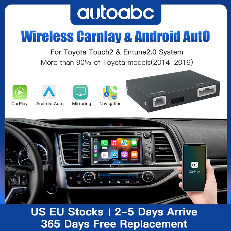 Wireless Carplay Android Auto For Toyota Aygo Corolla Tundra Tacoma Camry CHR Highlander 2