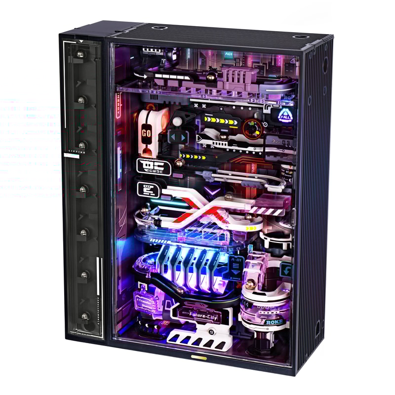 Robotime The Last City Cyberpunk 3D Puzzle Model Futuristic Marble Run Gaming Decoration Gift For M 0