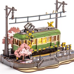 diy 3d puzzle tram sakura journey wooden craft kits with led light model building toy for kids brain teaser gift