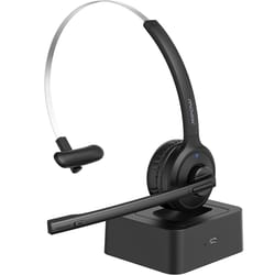 pro bluetooth headphones with mic charging base talking time for laptop pc call center