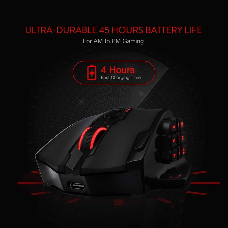 Redragon DPI Gaming Mouse RGB Optical Wired Wireless Programmable Buttons 3