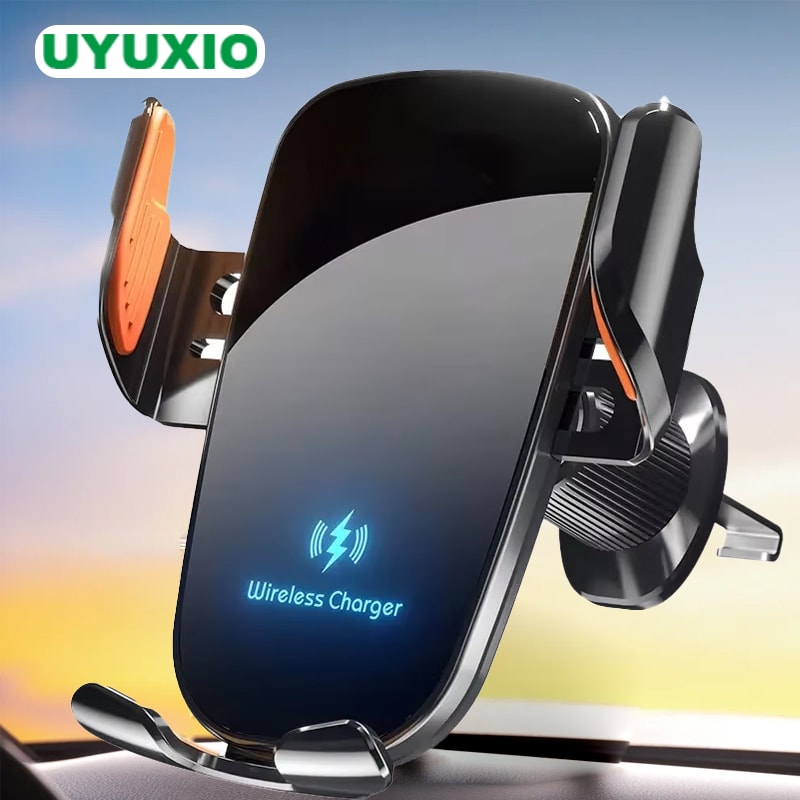 Fast Charging Wireless Car Charger With Manual Clamp Air Vent Phone Holder 2