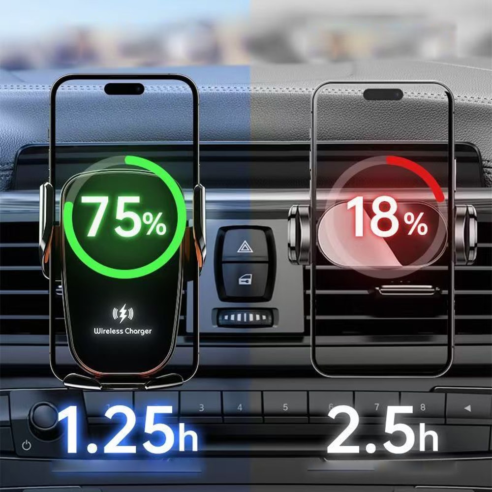 Fast Charging Wireless Car Charger With Manual Clamp Air Vent Phone Holder 4