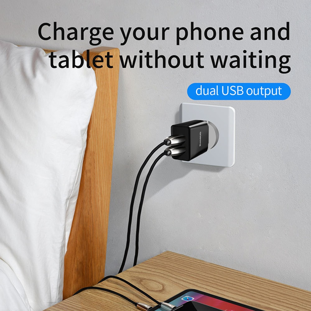 Dual USB Charger Wall Charger Mobile Phone Mini Adapter Travel Charging Solution 4