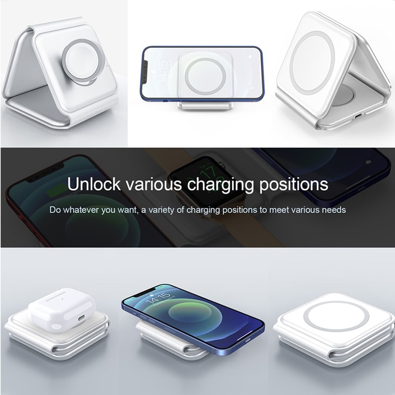Magnetic Wireless Charger Pad Stand Fast Charging Dock Station Watch Airpods 5