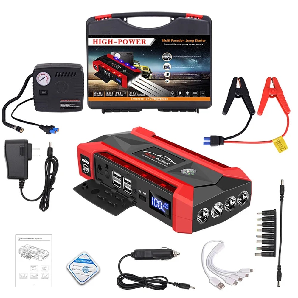 Auto Jump Starter Petrol Diesel Car Battery Starter Portable Charger Emergency Power Supply 6