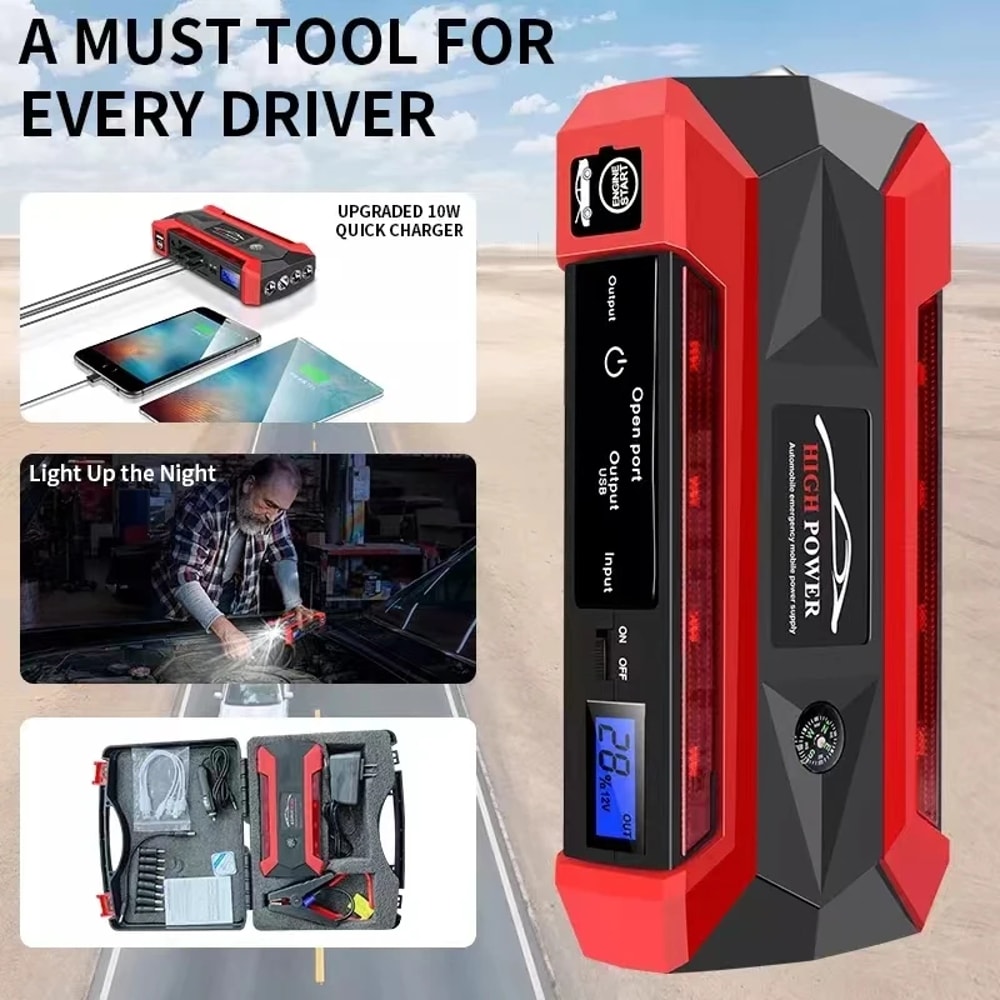 Auto Jump Starter Petrol Diesel Car Battery Starter Portable Charger Emergency Power Supply 3