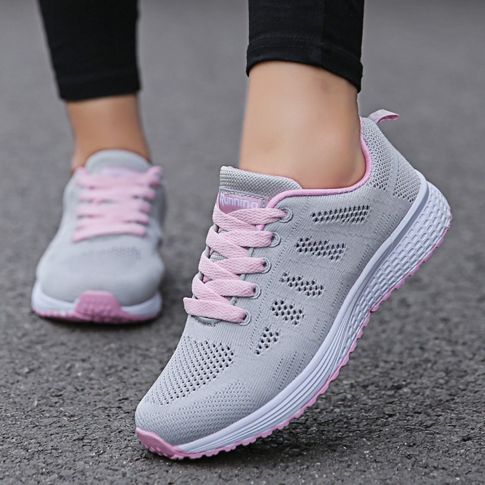 Fashion Breathable Walking Shoes Women Casual Sneakers Mesh Flat Shoes Tenis Feminino White Shoes 3