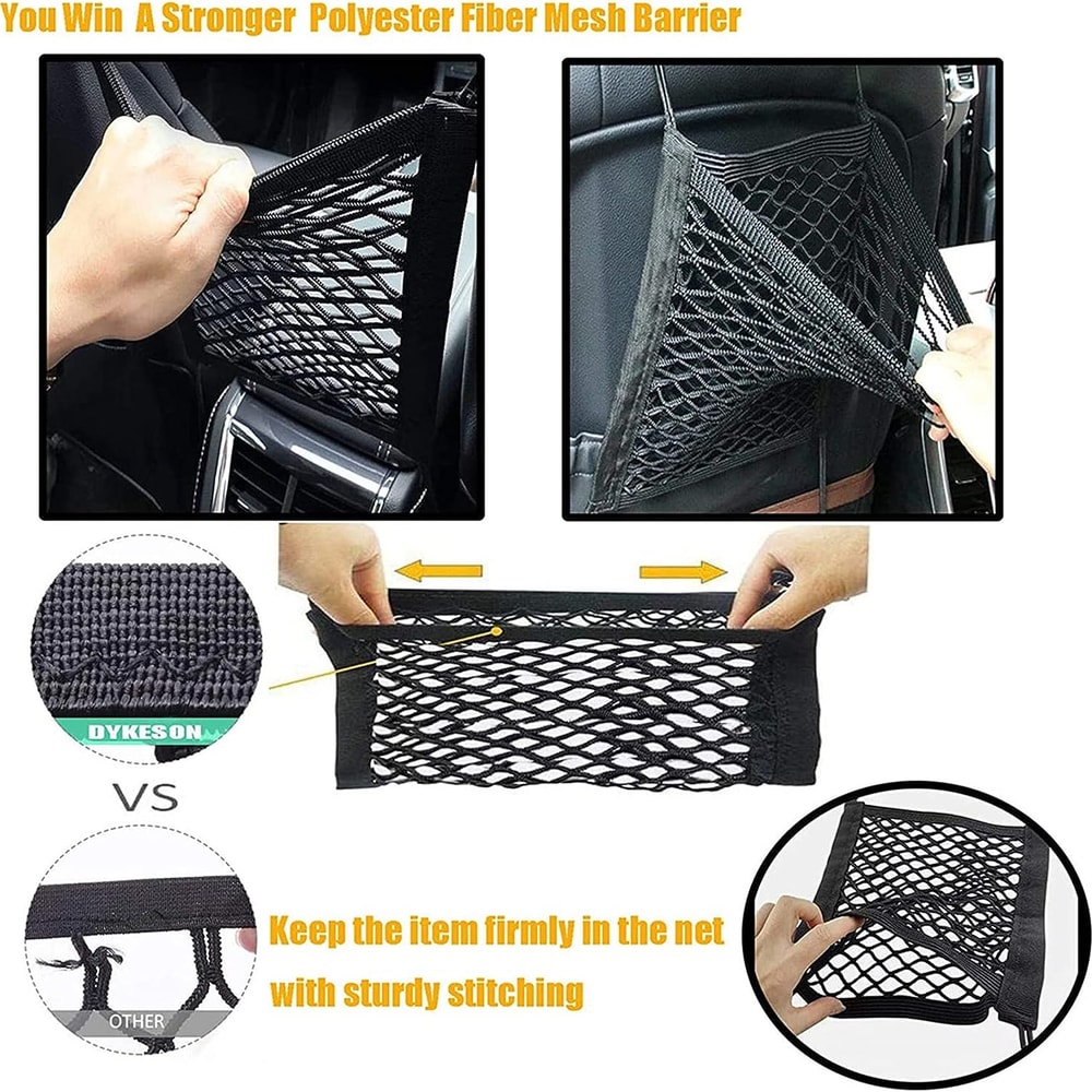 Dog Car Barrier Pet Car Barrier With Storage Bag Back Seat Safety Protector Mesh Net Automatic Pet 4