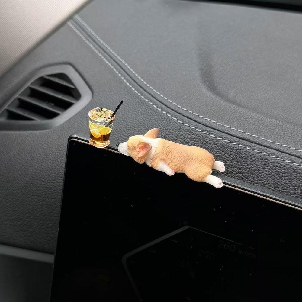 Mini Corgi Resin Doll Ornament, Car Dashboard Dog Toys, Cute Puppy Auto Interior Accessories