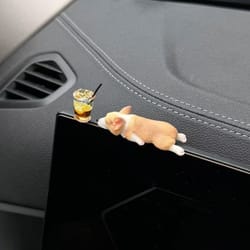 mini corgi resin doll ornament, car dashboard dog toys, cute puppy auto interior accessories