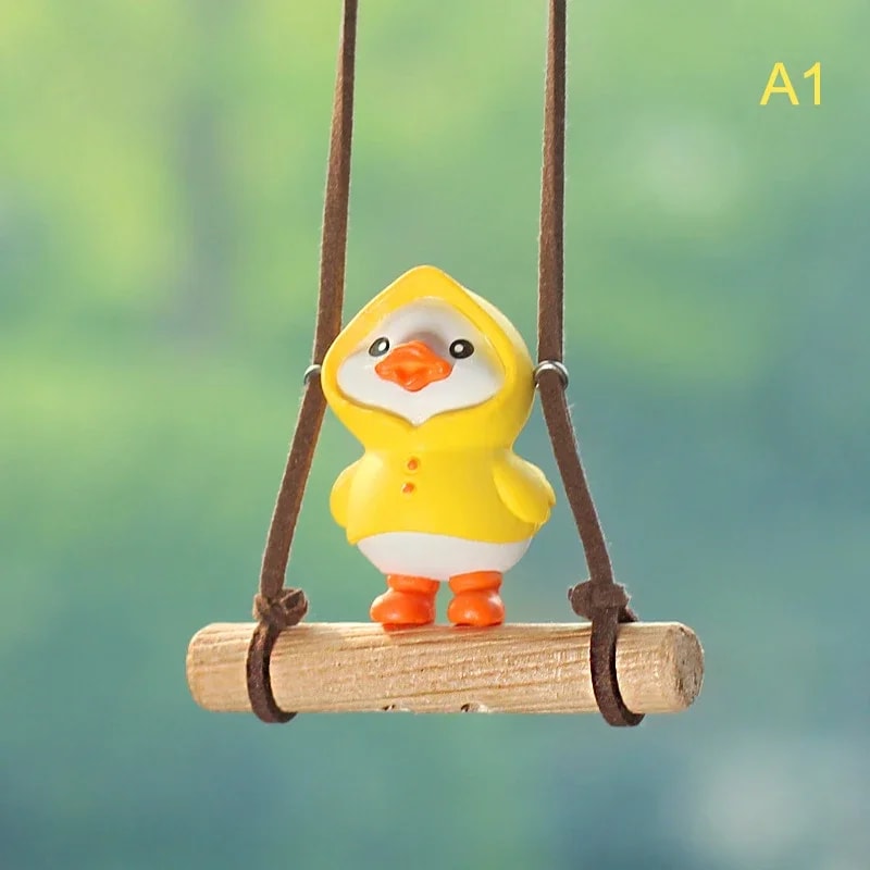 Swinging Duck Pendant Car Accessories, Cartoon Cute Animated, Rearview Mirror Ornaments, Birthday Gift, Couple Car