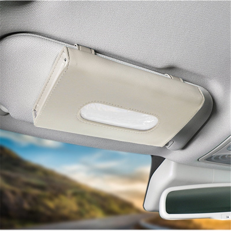 PU Leather Car Tissue Box Sun Visor Hanging Block Towel Napkin Holder Organizer Storage Bag Paper R 0