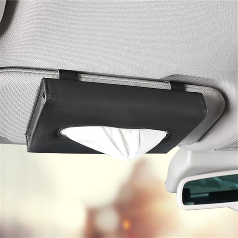 PU Leather Car Tissue Box Sun Visor Hanging Block Towel Napkin Holder Organizer Storage Bag Paper R 1
